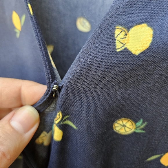 J. Crew Factory navy wrap dress with lemon print size 16 - Picture 3 of 7